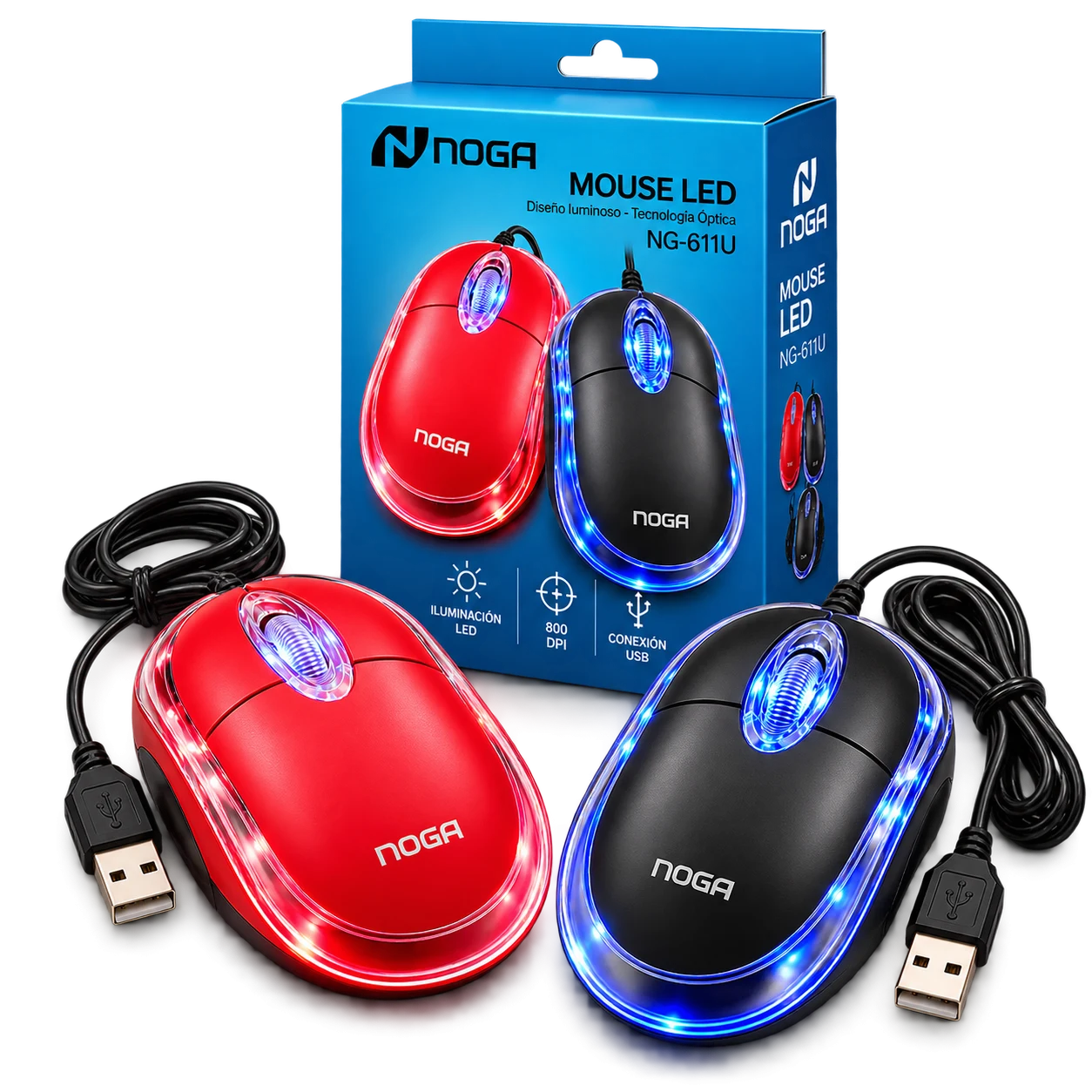 Mouse Óptico Noga NG-611U USB LED · foto 1