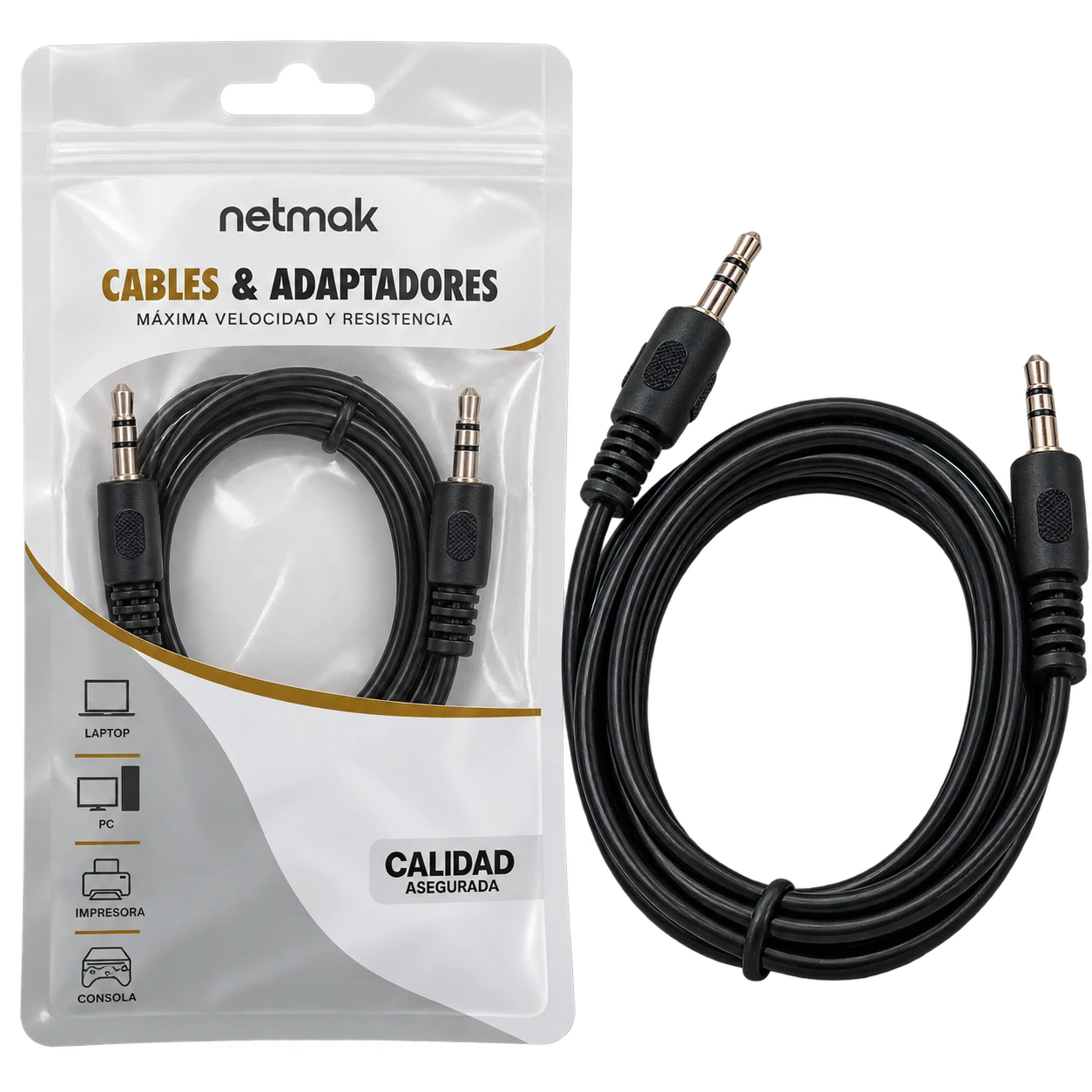 Cable Auxiliar – Jack 3.5 mm a 3.5 mm – 1,5 Metros · foto 1