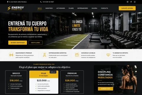 Ejemplo de página web para gimnasio