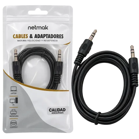 Cable Auxiliar  – Jack 3.5 mm a 3.5 mm – 1,5 Metros